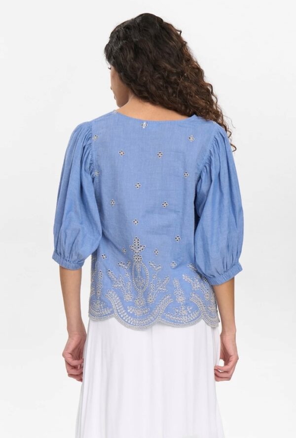 Numph NUWIVECA SS BLOUSE - Medium Blue Denim