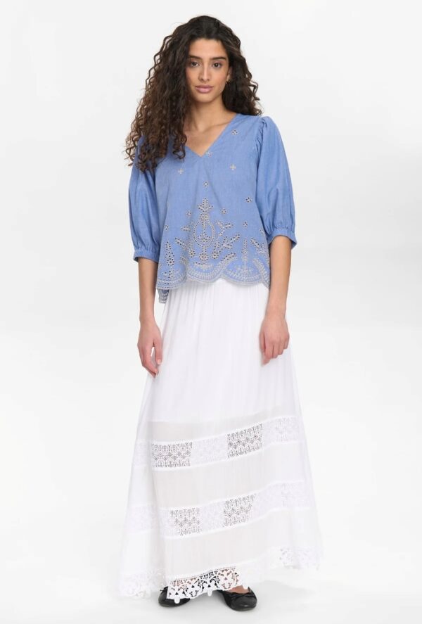 Numph NUWIVECA SS BLOUSE - Medium Blue Denim