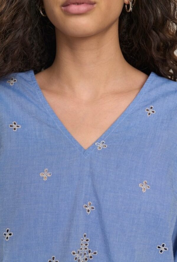 Numph NUWIVECA SS BLOUSE - Medium Blue Denim