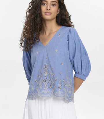 Numph NUWIVECA SS BLOUSE - Medium Blue Denim