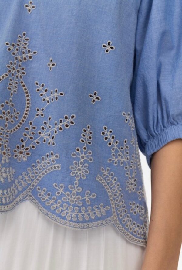 Numph NUWIVECA SS BLOUSE - Medium Blue Denim - Image 5