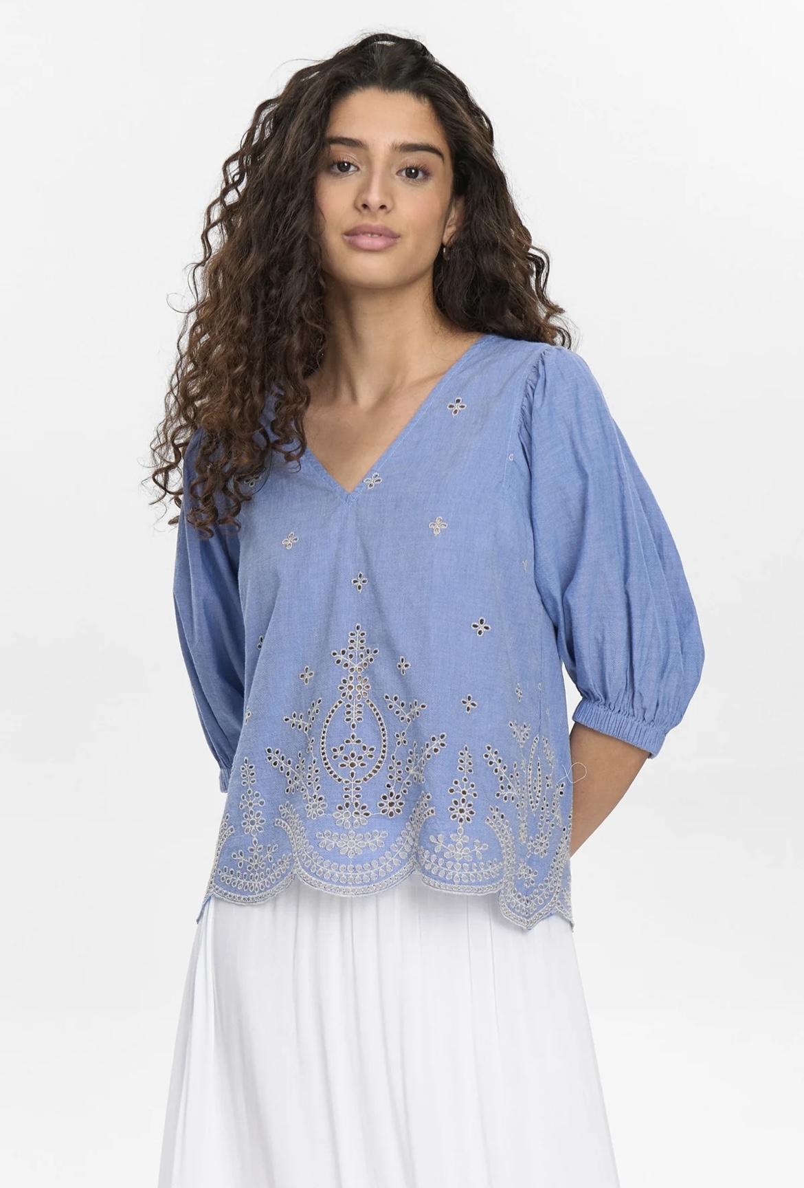 Numph NUWIVECA SS BLOUSE - Medium Blue Denim