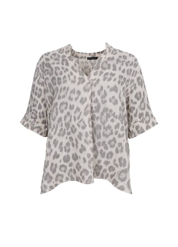 Black Colour MELINA SS linen blouse Natural Leo