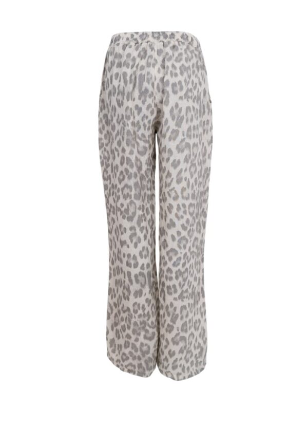 Black Colour MELINA Wide Linen Pant - Natural Leo