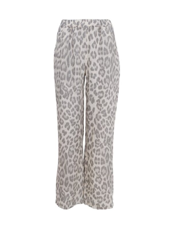 Black Colour MELINA Wide Linen Pant - Natural Leo