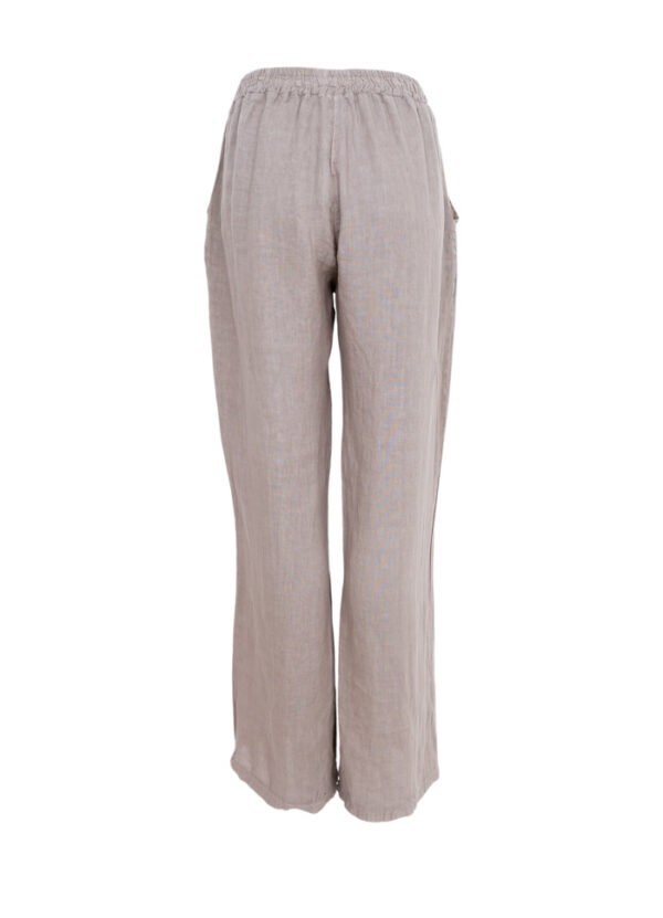 Black Colour MELINA Wide Linen Pant - Taupe