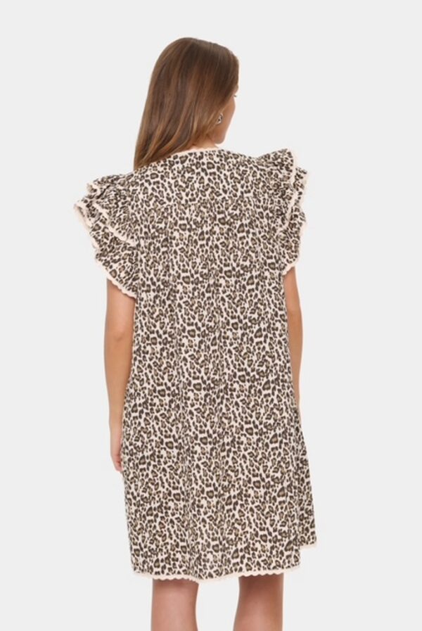 SAINT TROPEZ KirbySz Dress Creme Leopard Strokes