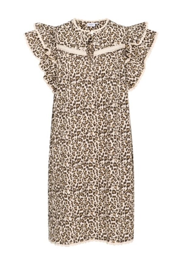 SAINT TROPEZ KirbySz Dress Creme Leopard Strokes