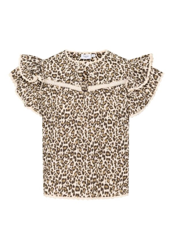 Saint Tropez KirbySz Blouse Creme Leopard Strokes