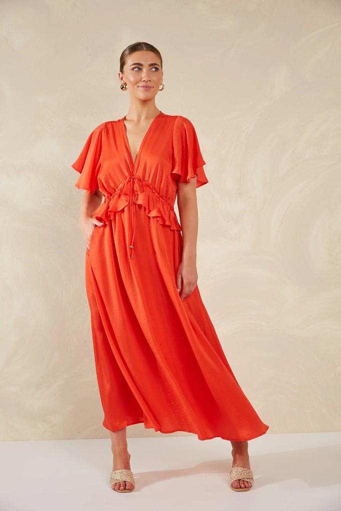 Haven Portofino Frill Maxi - Aperol