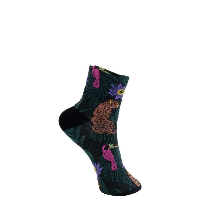 Black Colour ELKE animal sock - bottle green