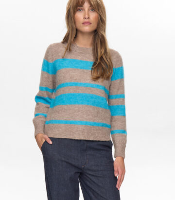 Numph RIETTE WIDE STRIPE PULLOVER Aquarius