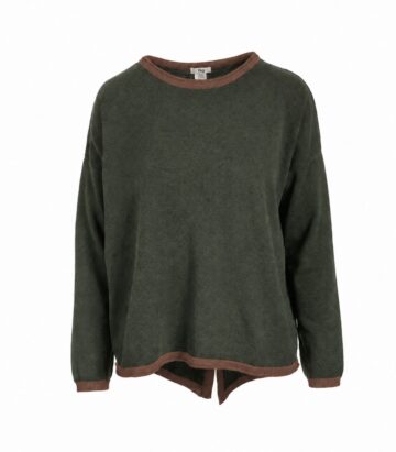 Organic Cotton Buttoned Back Jumper - Forestgreen/ Chestnut