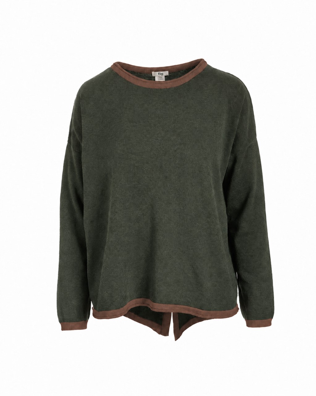 Organic Cotton Buttoned Back Jumper - Forestgreen/ Chestnut