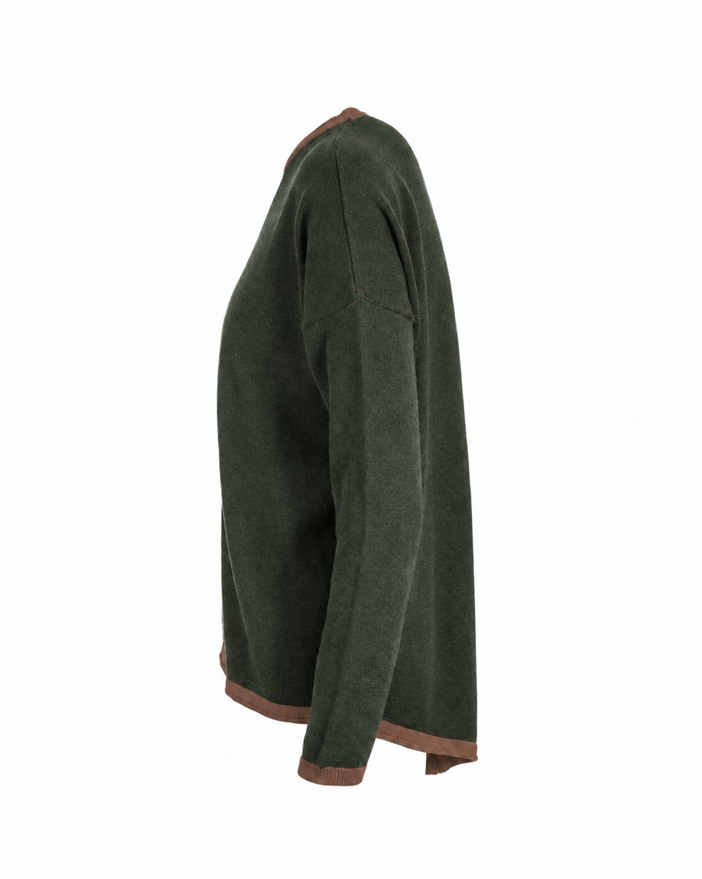 Organic Cotton Buttoned Back Jumper - Forestgreen/ Chestnut