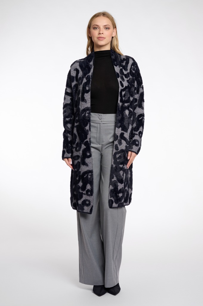 Rino & Pelle Negien long cardigan Grey black leo
