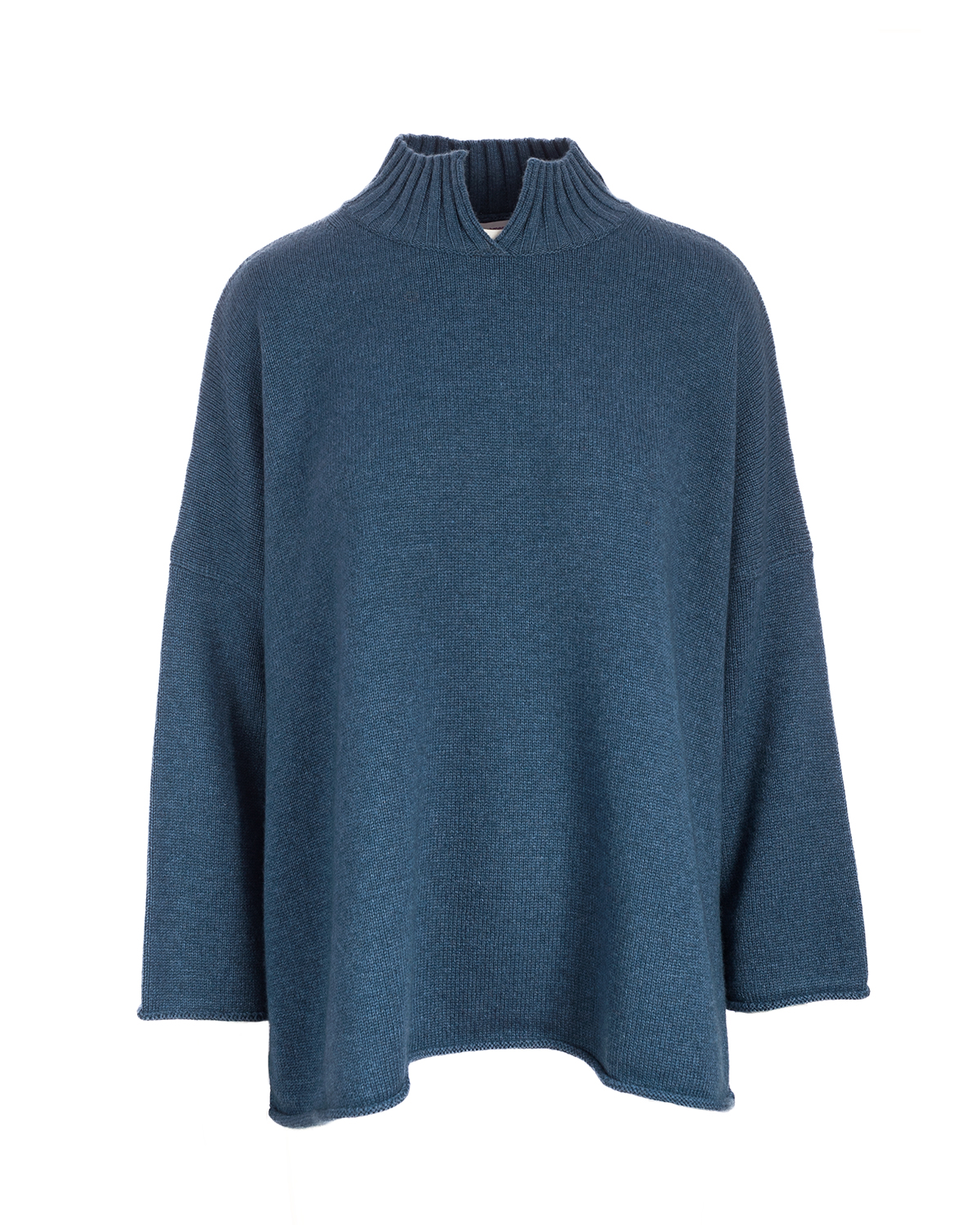 Cashmere Mix Over sized Funnel Neck Jumper - Teal