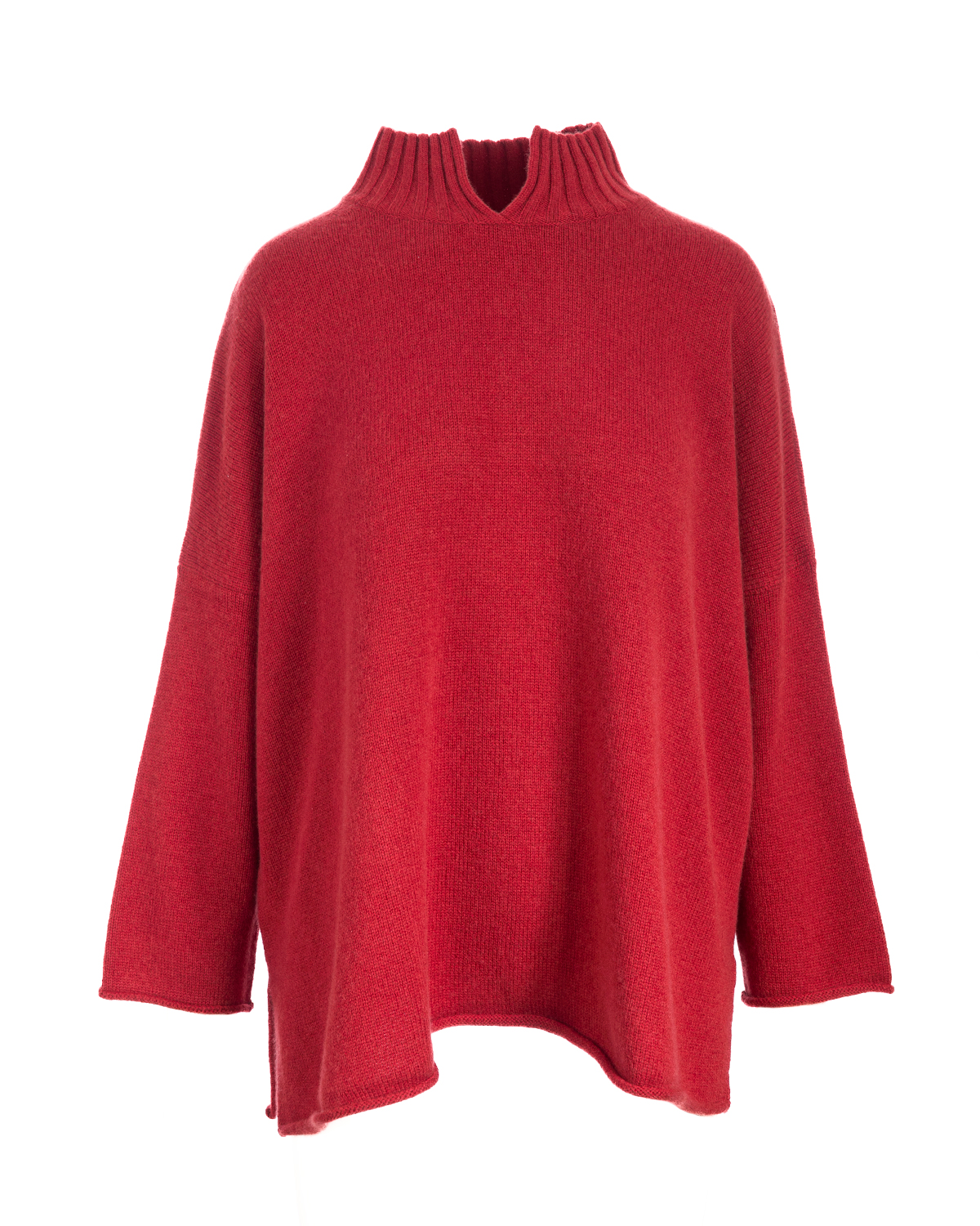 Cashmere Mix Over sized Funnel Neck Jumper - Rust