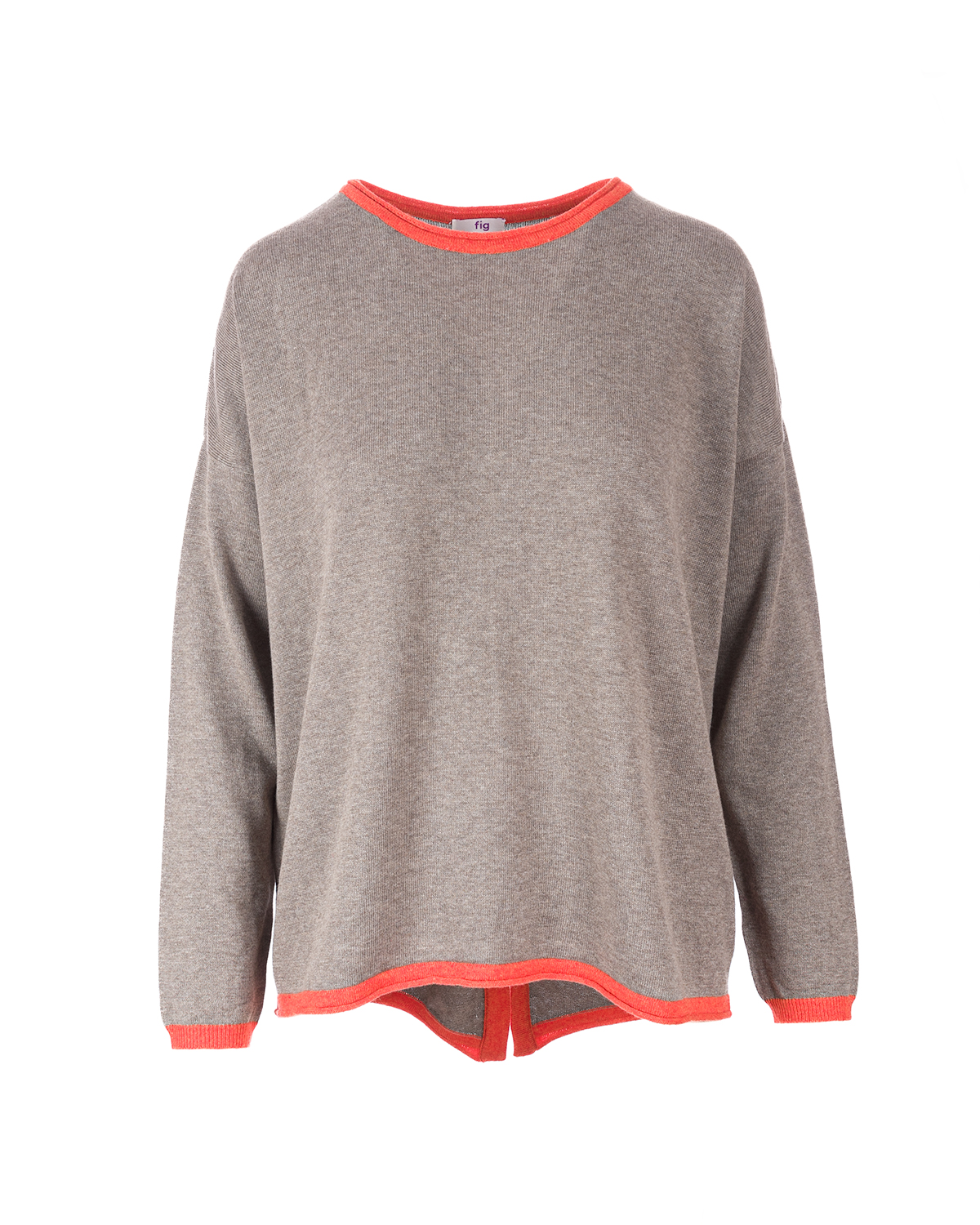 Organic Cotton Buttoned Back Jumper - Cappuccino/Flame