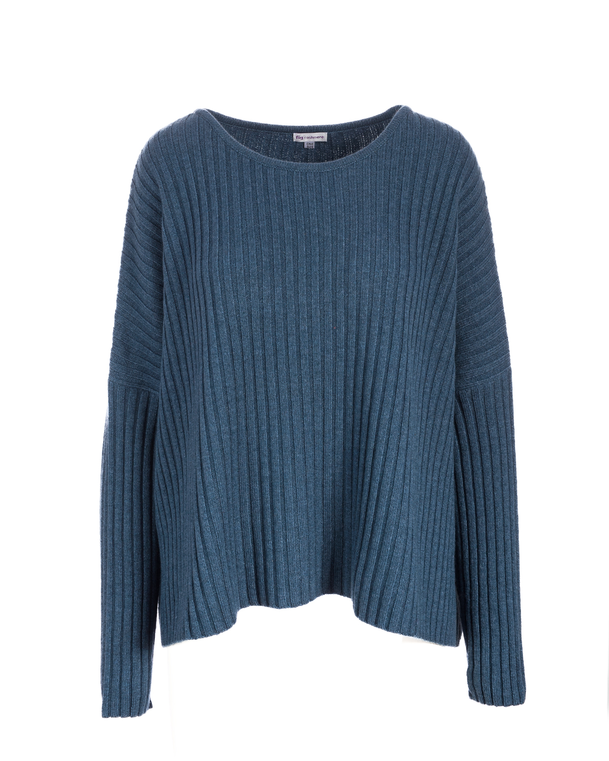 Cashmere Mix Ribbed Box Knit Jumper- Teal