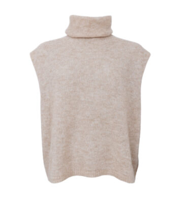 Black Colour DELL roll neck knit vest Natural