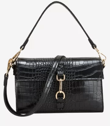 Every Other Single Strap Flapover Shoulder Bag | Black