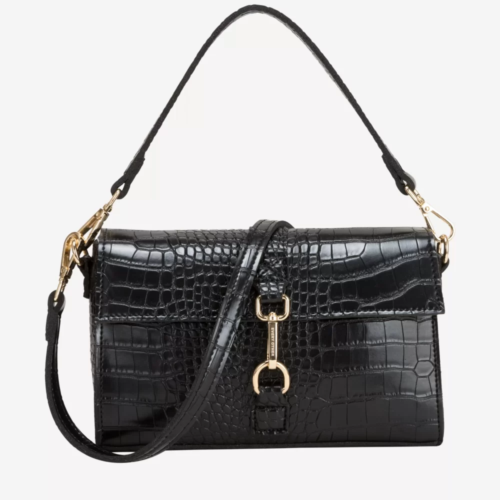 Every Other Single Strap Flapover Shoulder Bag | Black