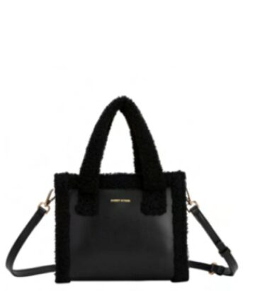 Every Other Square Shearling Grab Bag Black