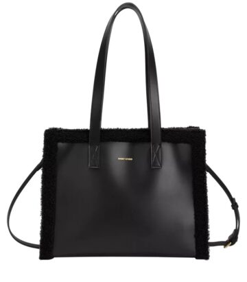 Every Other Square Shearling Tote Bag Black