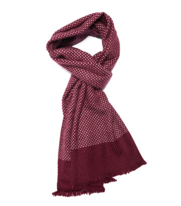 Cashmere Blend Ella Dotted Scarf - Burgundy/Natural