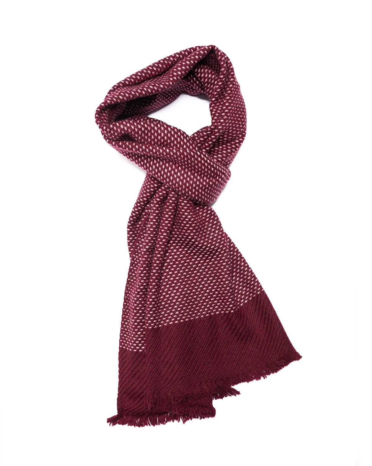 Cashmere Blend Ella Dotted Scarf - Burgundy/Natural