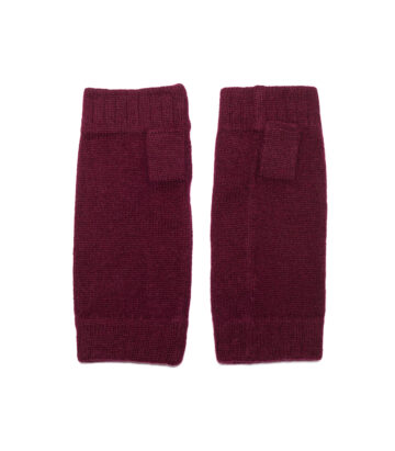 Cashmere Lambswool Finger less Gloves- Burgundy