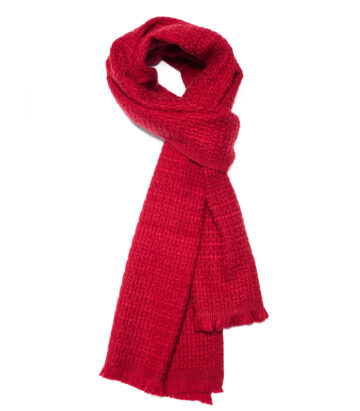 Cashmere Blend Textured Weave Scarf - Rust