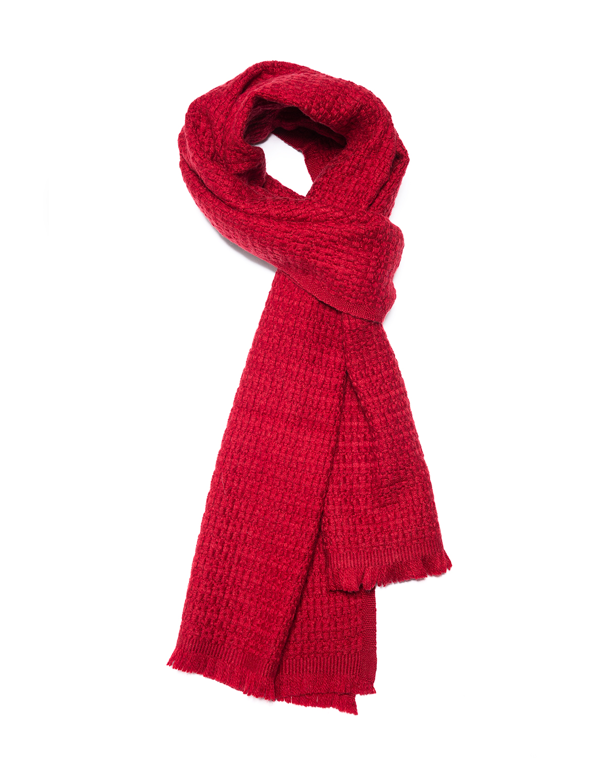 Cashmere Blend Textured Weave Scarf - Rust