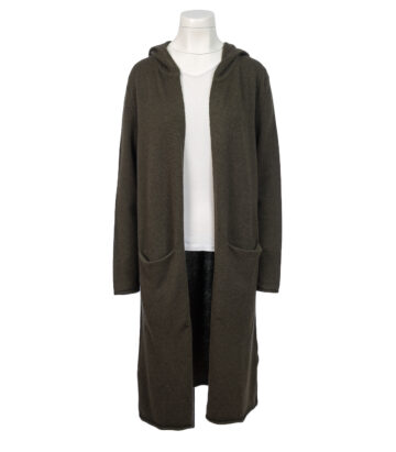 Cashmere Mix Long Hooded Cardigan - Fir Green