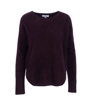 Superfine Brushed Merino Curved Hem Jumper Burgundy