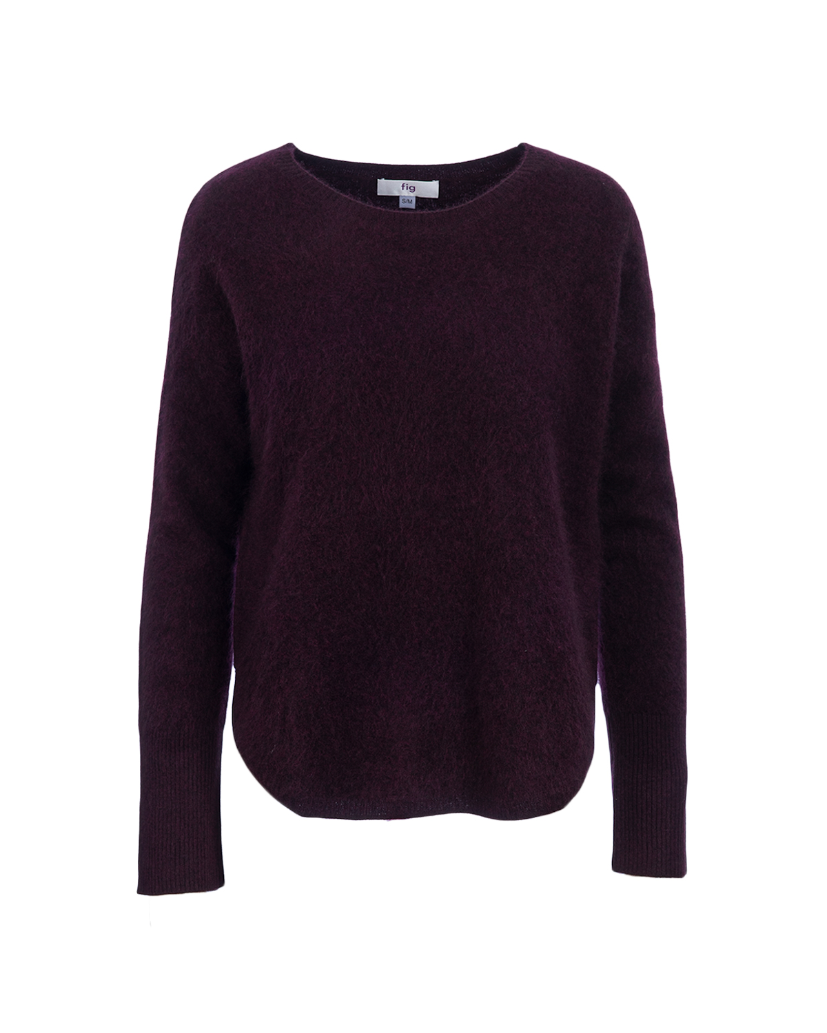 Superfine Brushed Merino Curved Hem Jumper Burgundy