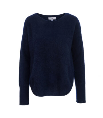 Superfine Brushed Merino Curved Hem Jumper Navy
