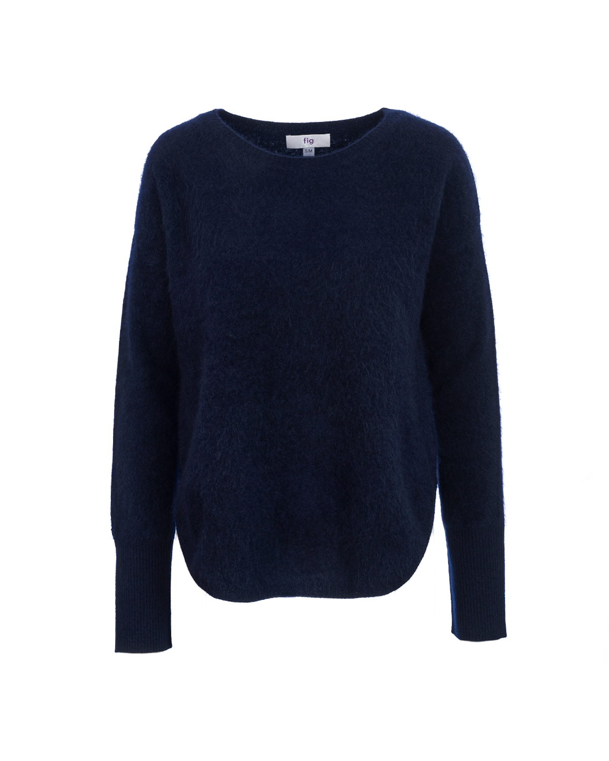 Superfine Brushed Merino Curved Hem Jumper Navy