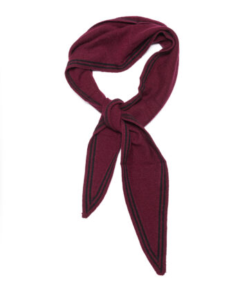 Cashmere Mix Triangle Scarf - Burgundy/Black