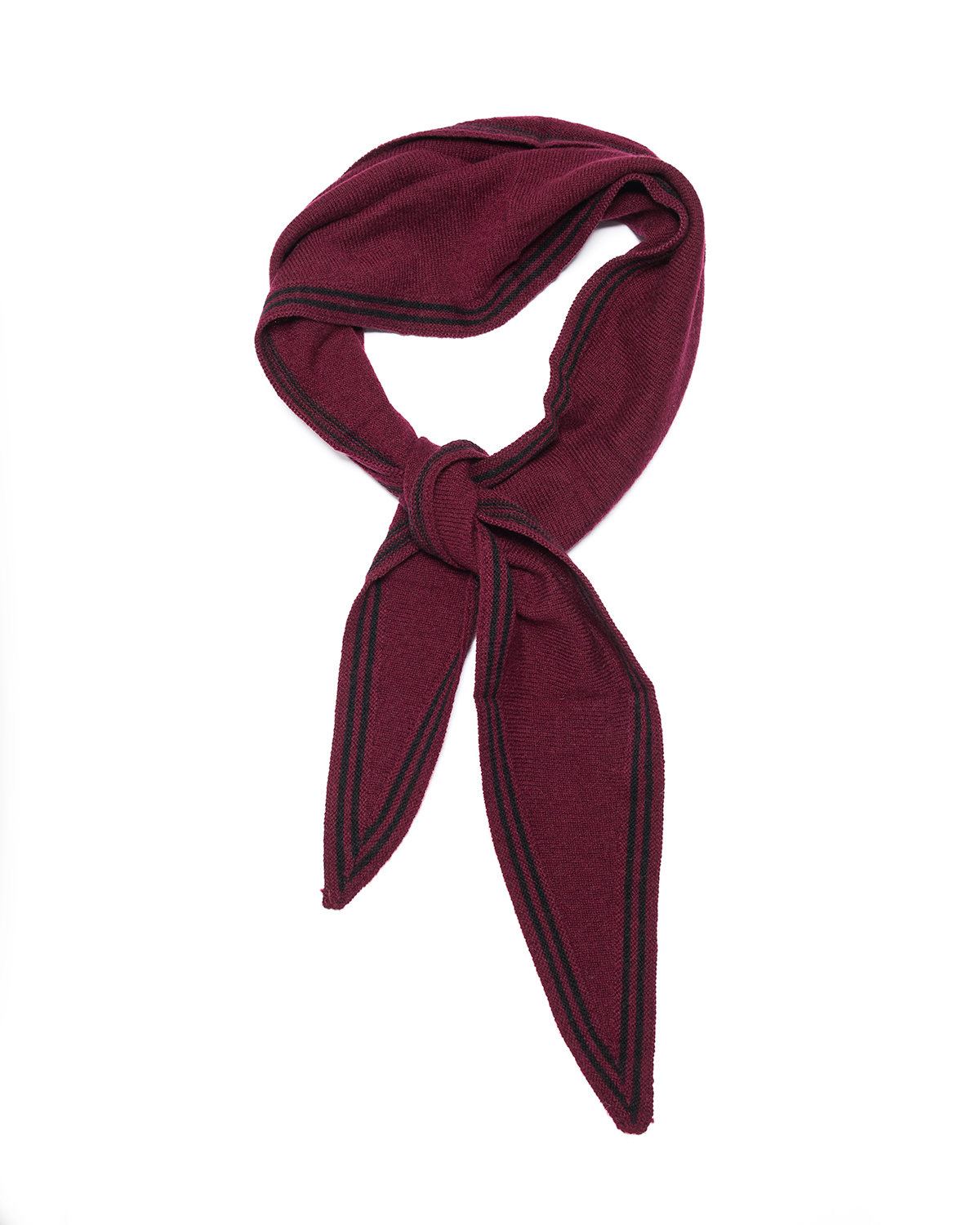 Cashmere Mix Triangle Scarf - Burgundy/Black