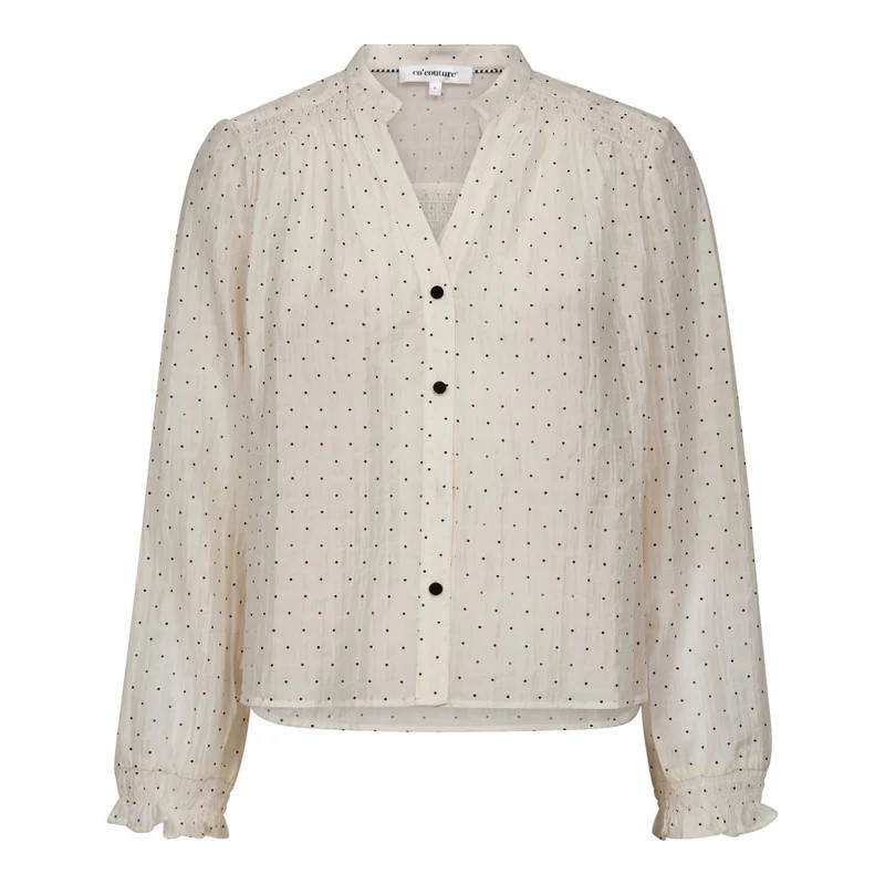 Co Couture DallyCC Dot V-Shirt Cream/Black Dots