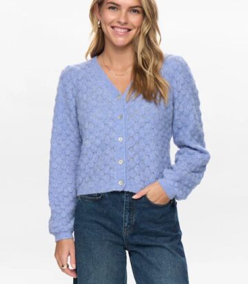Numph NURIETTE LEAF POINTELLE CARDIGAN - Hydrangea