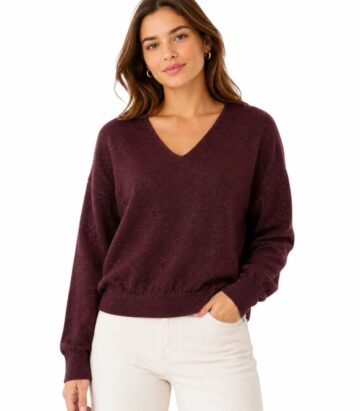 Numph Nudayletta Lurex V Neck Pullover Fig