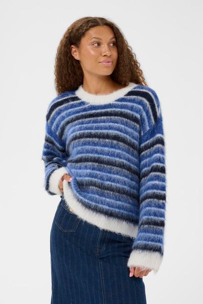 Saint Tropez OlmaSZ Pullover K.Blue Ice Navy Stripes - Blue