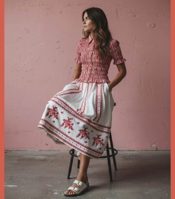 Nooki Design Aimee Ditsy Embroidered Pleated Skirt In White