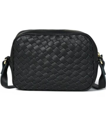 CORA Hand Woven Crossbody Bag in Black