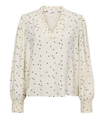 Co Couture Diem Dot V-Blouse White Black
