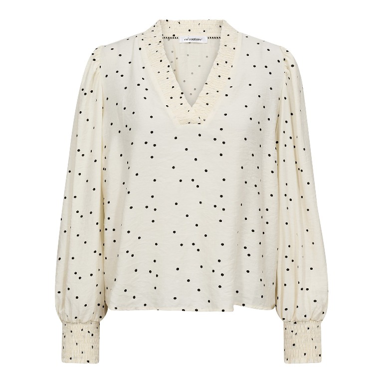 Co Couture Diem Dot V-Blouse White Black