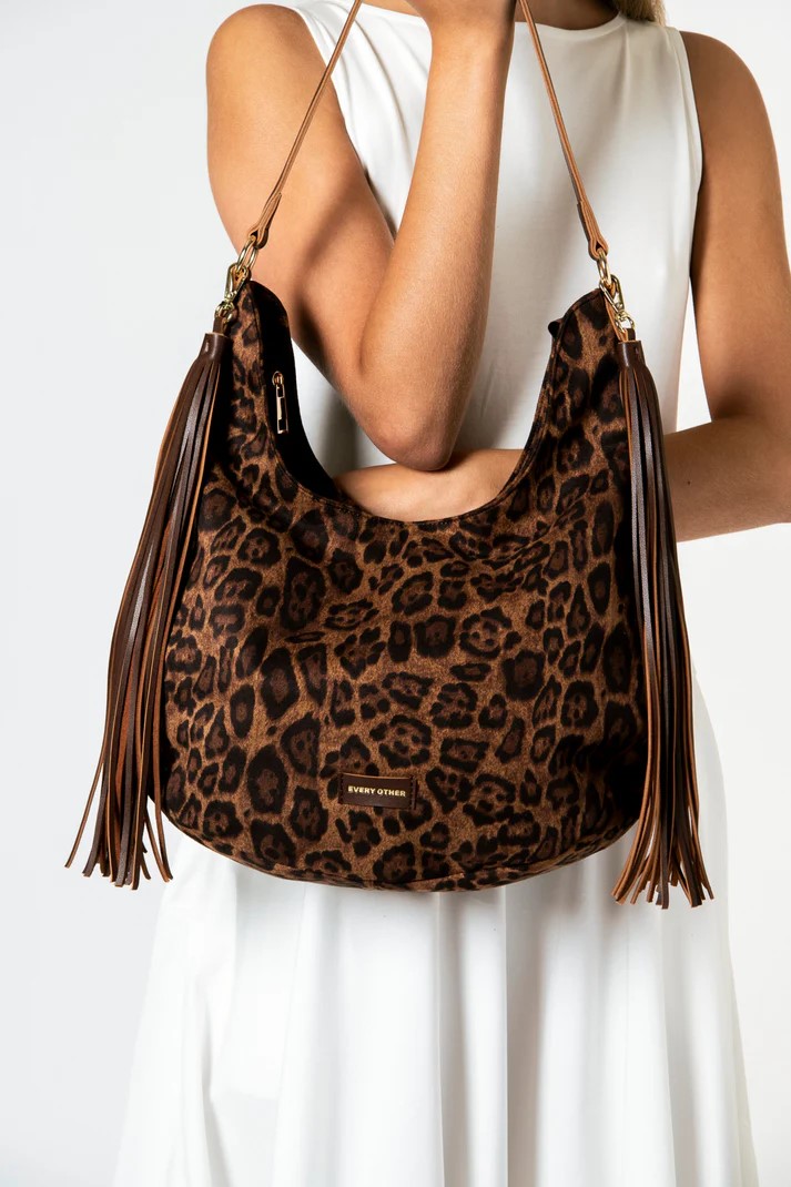 Every Other Scoop Top Tassle Bag Leopard